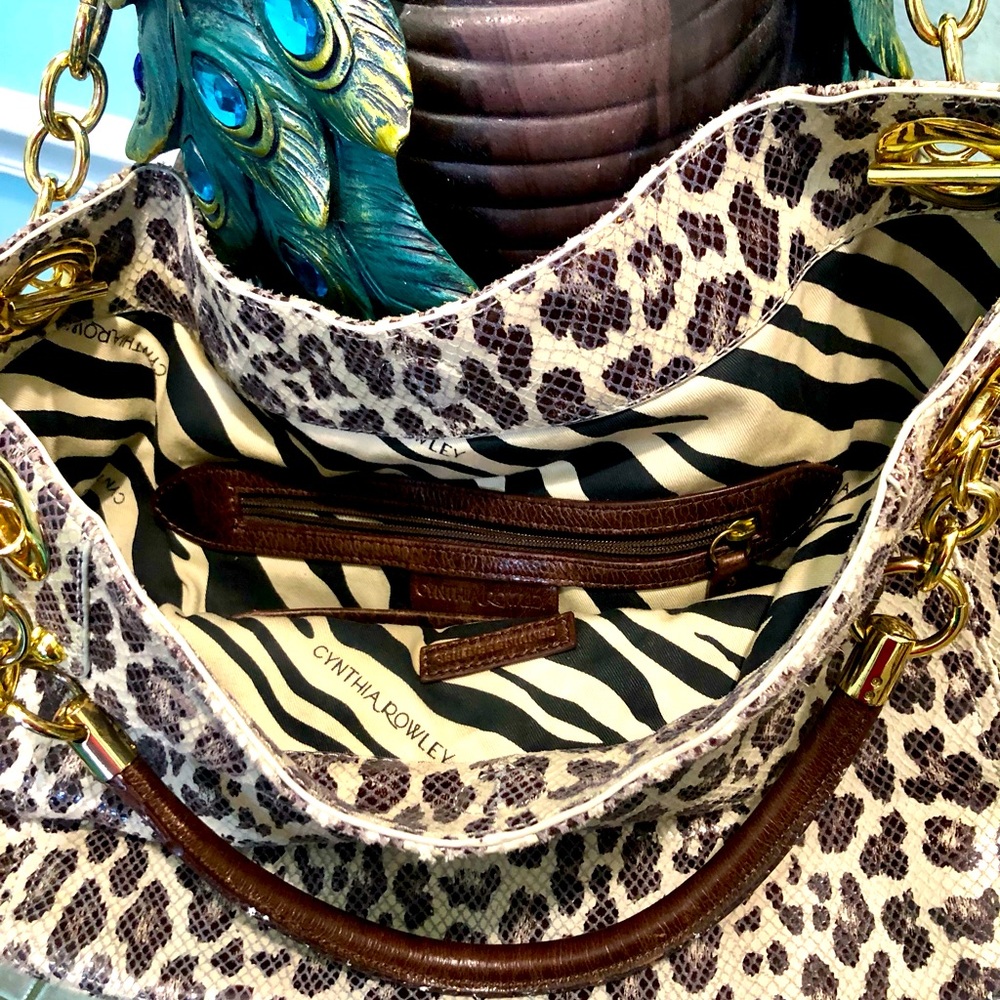 Cynthia Rowley, Leather, Snake and Leopard Print Handbag - Picture 8 of 9